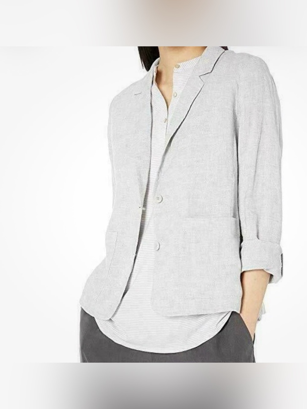 Eileen Fisher Lightweight Organic Linen Sparkle Blazer